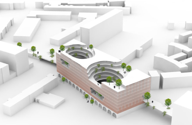De Hofbogen Rotterdam - Mischkomplex auf altem Bahnhof De Hofbogen Rotterdam - Mischkomplex auf altem Bahnhof